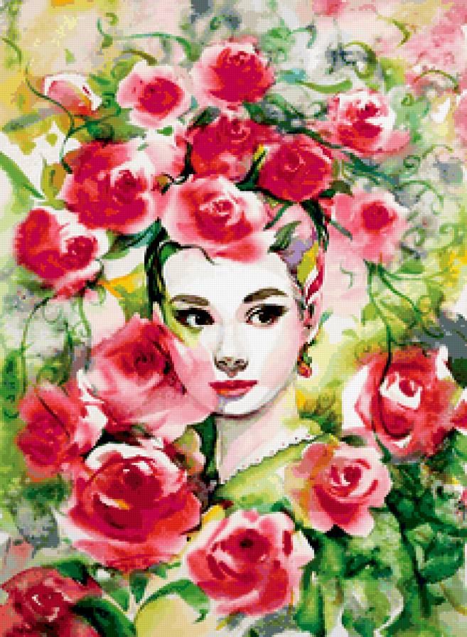 Серия "Девушка в цветах" - девушка, букет, цветы - предпросмотр