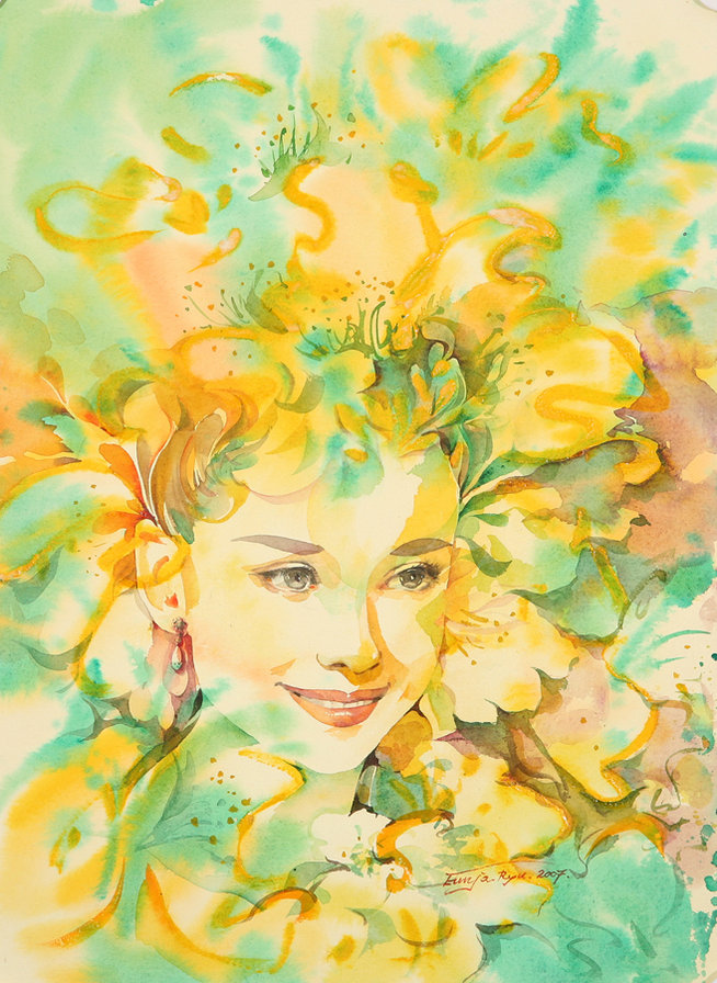 Серия "Девушка в цветах" - цветы, девушка, букет - оригинал