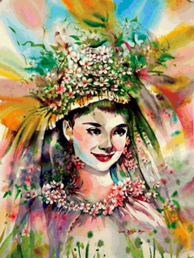 Серия "Девушка в цветах" - девушка, букет, цветы - предпросмотр