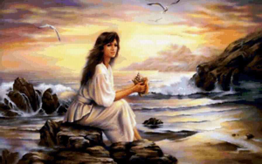 на берегу моря - вода, женский образ, лето - предпросмотр