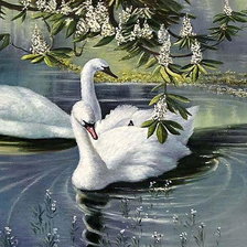 Схема вышивки «Пара лебедей»