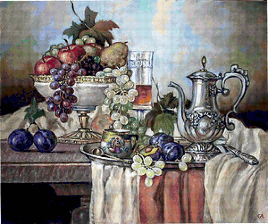 серия ,,натюрморт" - натюрморт.виноград.вино.фрукты - предпросмотр