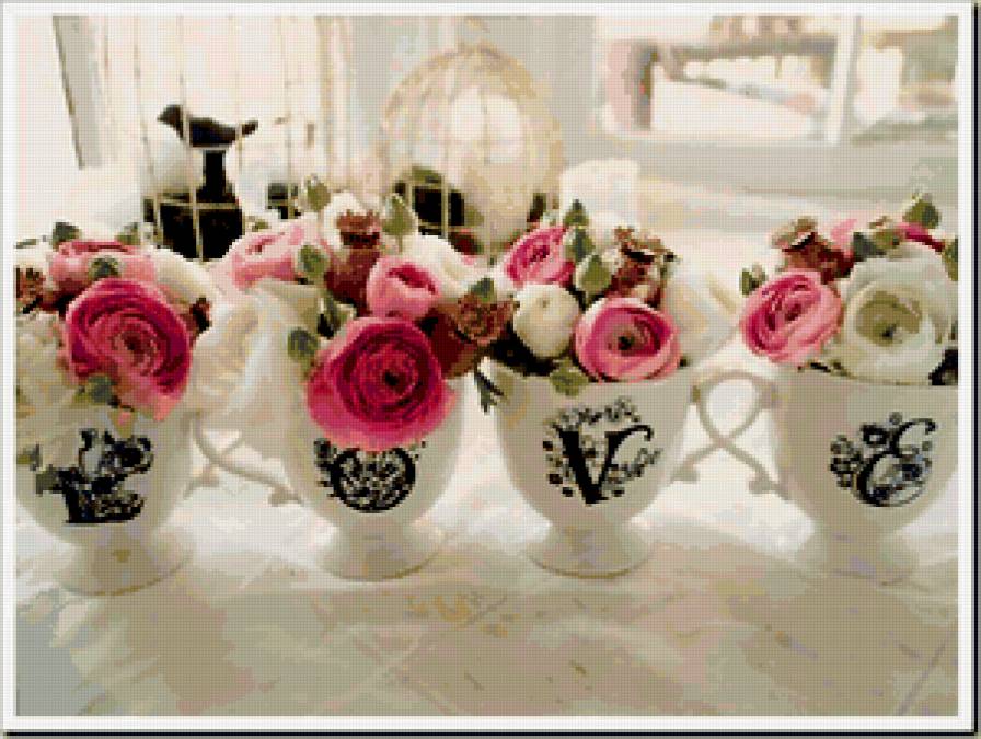 Love - цветы, любовь, чашки, для кухни - предпросмотр