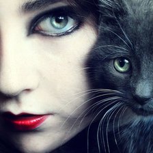 Схема вышивки «девушка с кисой»