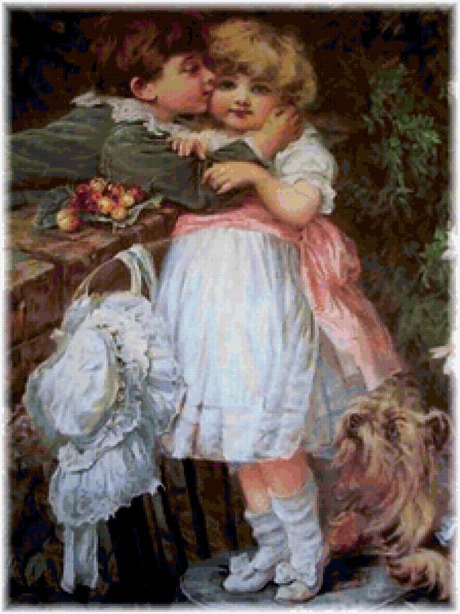 Поцелуй - дети, девочка, мальчик - предпросмотр