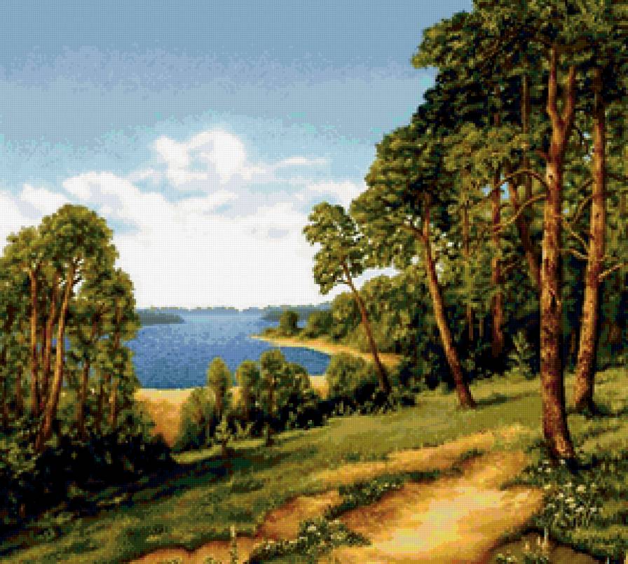 Летний пейзаж - река, лес, пейзаж - предпросмотр