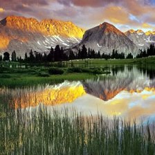 Схема вышивки «Закат в горах»