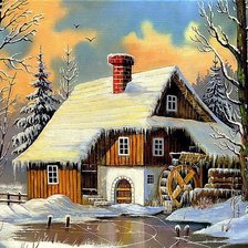 Схема вышивки «Зимняя мельница»