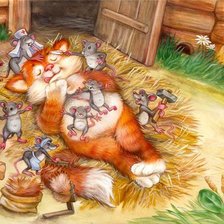 Схема вышивки «кот и мыши»