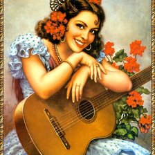 Схема вышивки «Девушка с гитарой»