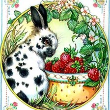 Схема вышивки «Зайчик и земляника»