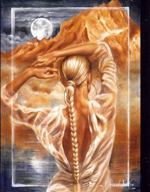 Серия "Она" - пейзаж, горы, девушка - оригинал