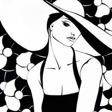 Схема вышивки «Дама в шляпе»