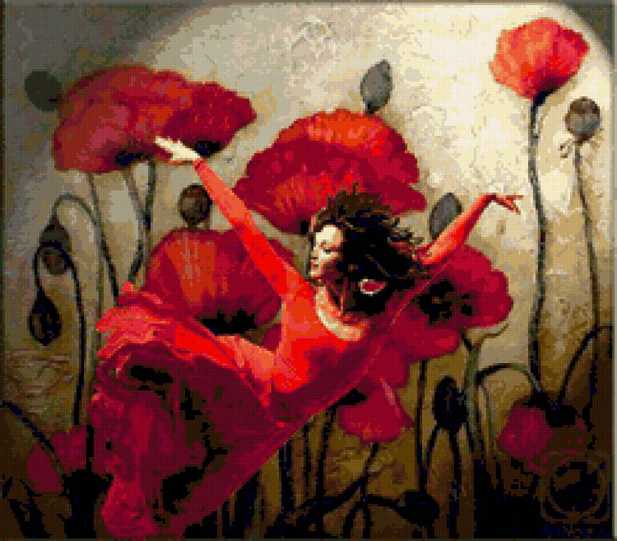 девушка в маках - маки девушка - предпросмотр