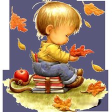 Схема вышивки «мальчик с листьями»