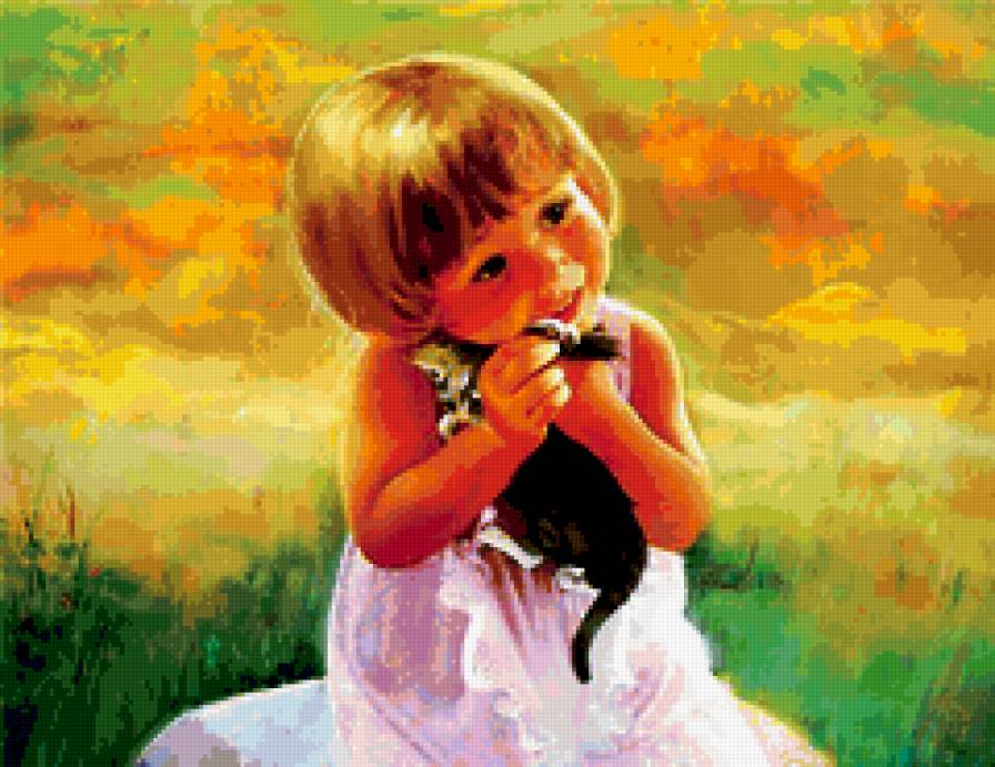 девочка с котенком - дети, котята - предпросмотр