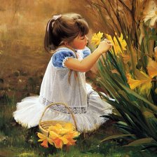 Схема вышивки «девочка снарциссами»