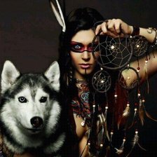 Схема вышивки «индеанка»