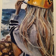 Схема вышивки «Девушка на море»