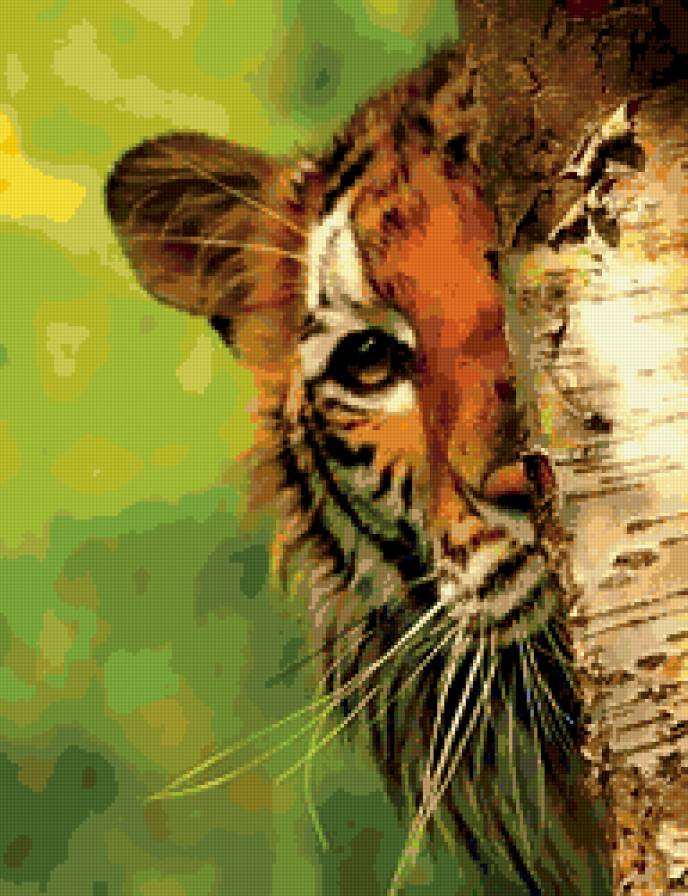 прятки - хищник, кошка, животное, прятки, тигр - предпросмотр