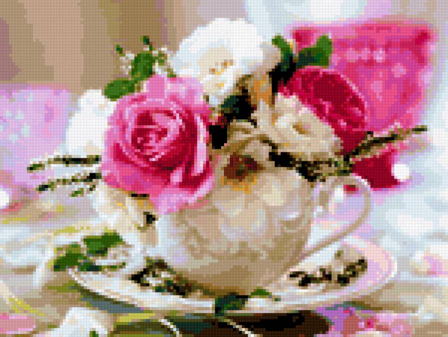 Цветы в чашке - цветы - предпросмотр