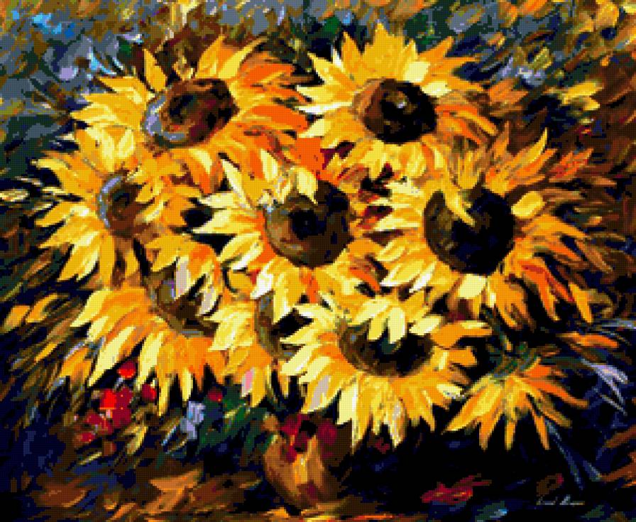 Подсолнухи - цветы, букет - предпросмотр