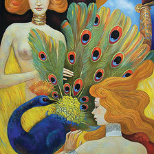 Схема вышивки «Дм. Спирос.Девушки с павлином»