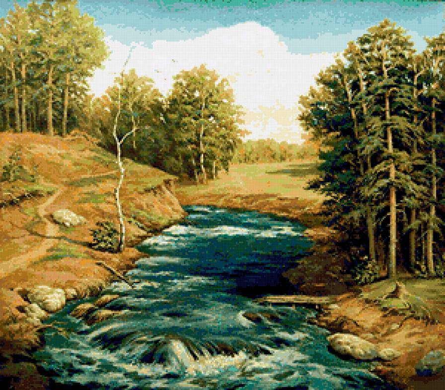 Дм. Спирос.Летний день - живопись.пейзаж.лето.река.природа - предпросмотр