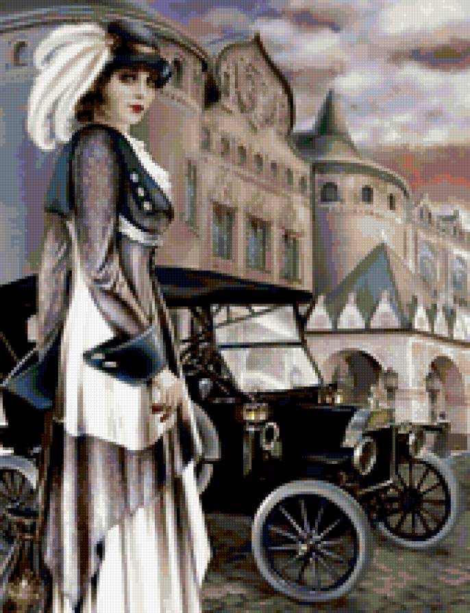 женский образ - ретро, фэнтези, люди, автомобиль, девушка - предпросмотр