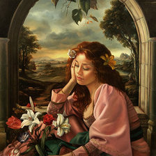 девушка с цветами