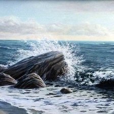 Прибой.Синее море