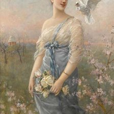 Схема вышивки «девушка и голубь»