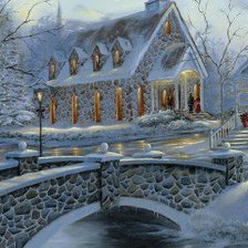 Схема вышивки «зимний мост»