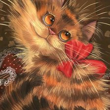 Схема вышивки «котик с бантом»