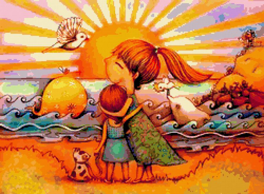 Закат - мама, море, закат, солнце - предпросмотр