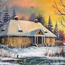 Схема вышивки «зимний пейзаж»