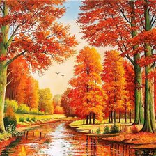 Схема вышивки «осенний пейзаж»