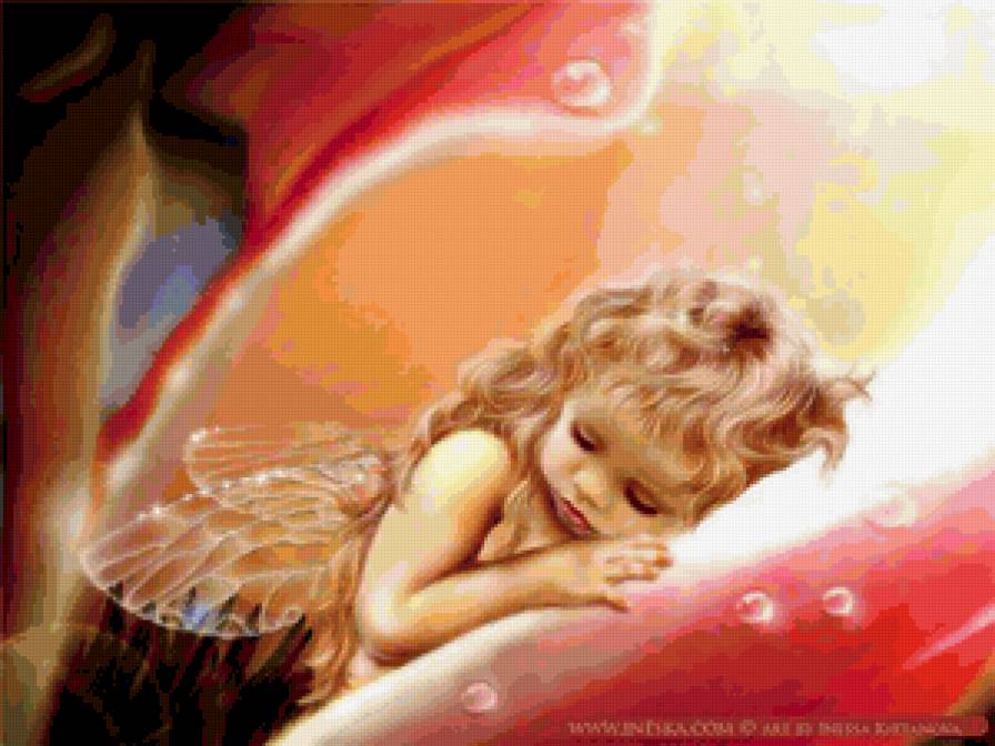 спящая феечка - эльфы, портрет, фэнтези, девочка, феечка, живопись, дети, феи - предпросмотр