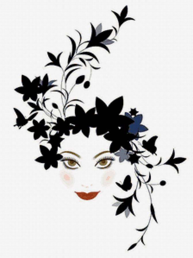 №418506 - девушка, люди, узор, цветы, портрет, живопись, подушка - предпросмотр