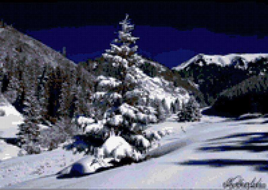 Зимний пейзаж - зима, снег, елка, ель, зимний пейзаж, природа - предпросмотр