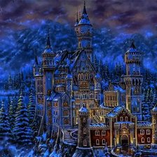 Схема вышивки «Сказочный замок в лесу»