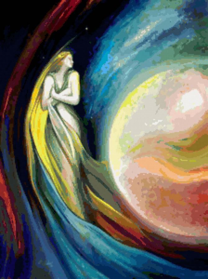 №419113 - космос, живопись, фэнтези, девушка, люди - предпросмотр