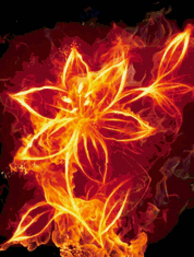 Огненный цветок - цветок, арт, огонь - предпросмотр