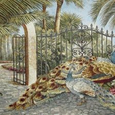 Схема вышивки «Павлины в саду»