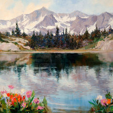 Схема вышивки «Озеро в горах»