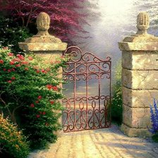 Схема вышивки «Калитка в цветах»