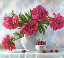 Схема вышивки «красные пионы»