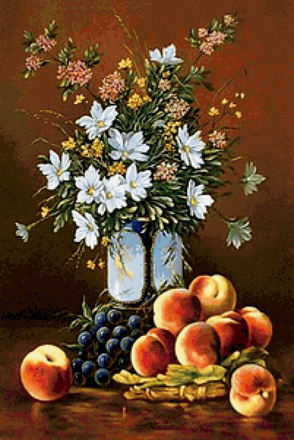 Натюрморт с персиками - персики, натюрморт - предпросмотр