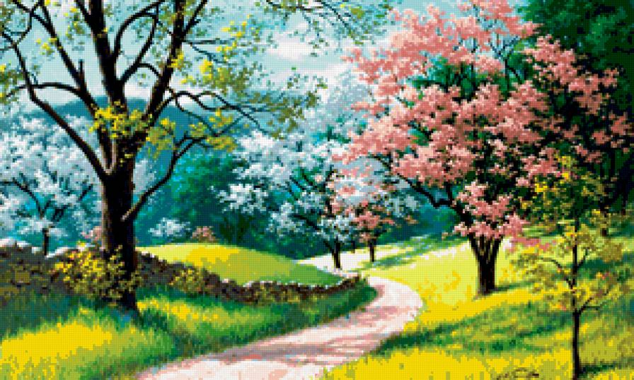 Цветущий сад - пейзаж, сад, природа - предпросмотр