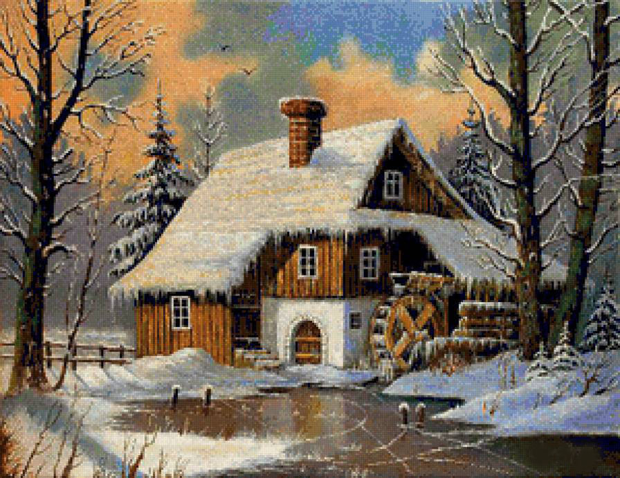 Домик зимой - природа - оригинал